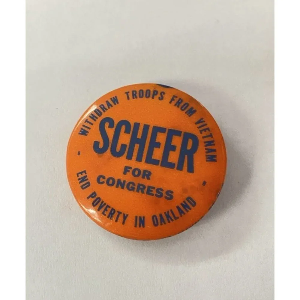 Anti War Protest Withdraw Troops Pin Scheer Congress Vietnam End Oakland Poverty